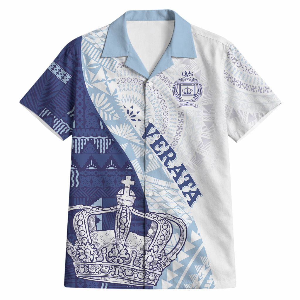 Queen Victoria School Fiji Vulinitu Verata House Hawaiian Shirt Masi Tapa LT7 Blue - Polynesian Pride