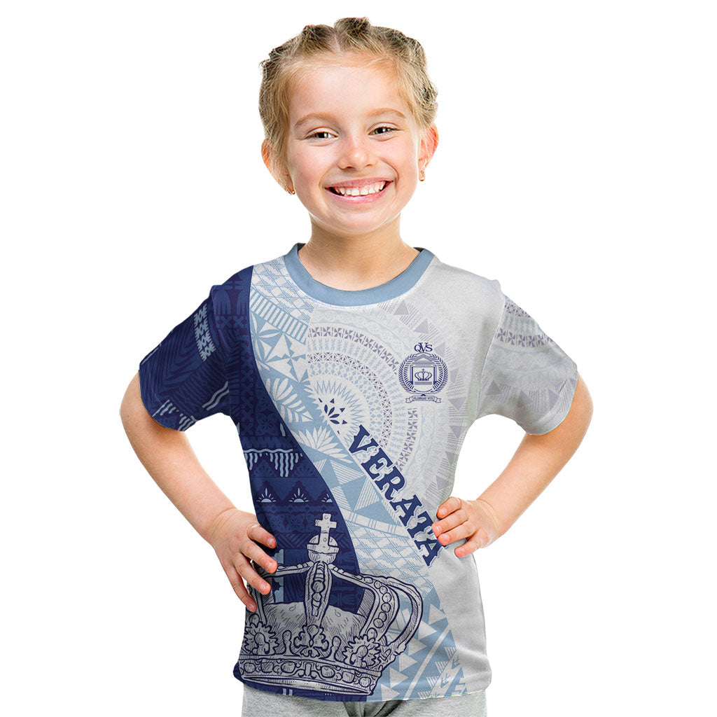 Queen Victoria School Fiji Vulinitu Verata House Kid T Shirt Masi Tapa LT7 Blue - Polynesian Pride