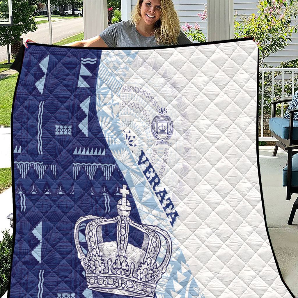 Queen Victoria School Fiji Vulinitu Verata House Quilt Masi Tapa LT7 Blue - Polynesian Pride