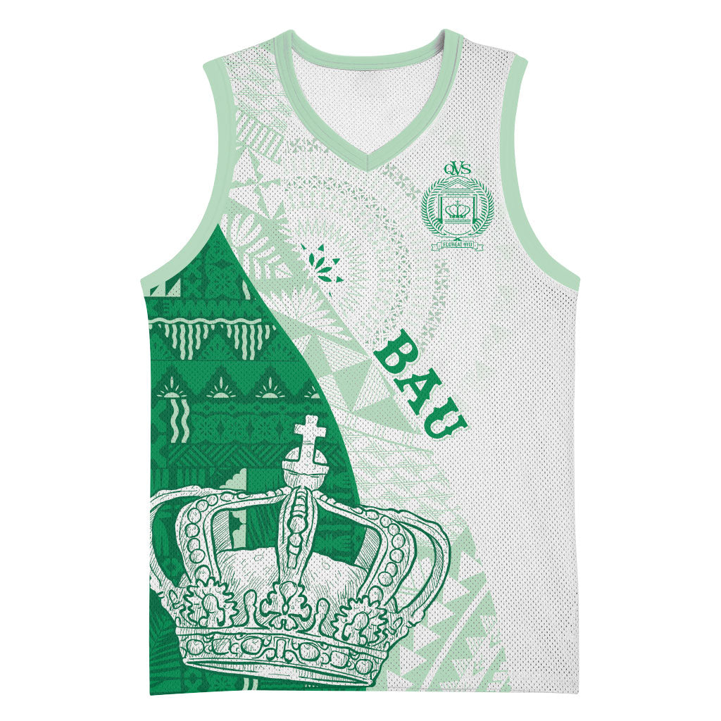 Queen Victoria School Fiji Vulinitu Bau House Basketball Jersey Masi Tapa LT7 Unisex Green - Polynesian Pride