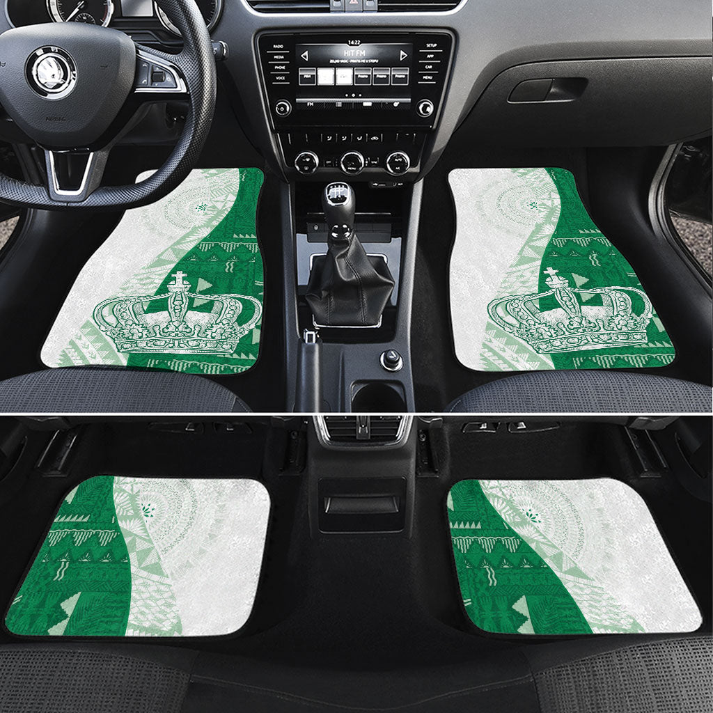 Queen Victoria School Fiji Vulinitu Bau House Car Mats Masi Tapa LT7 Set 4pcs Green - Polynesian Pride