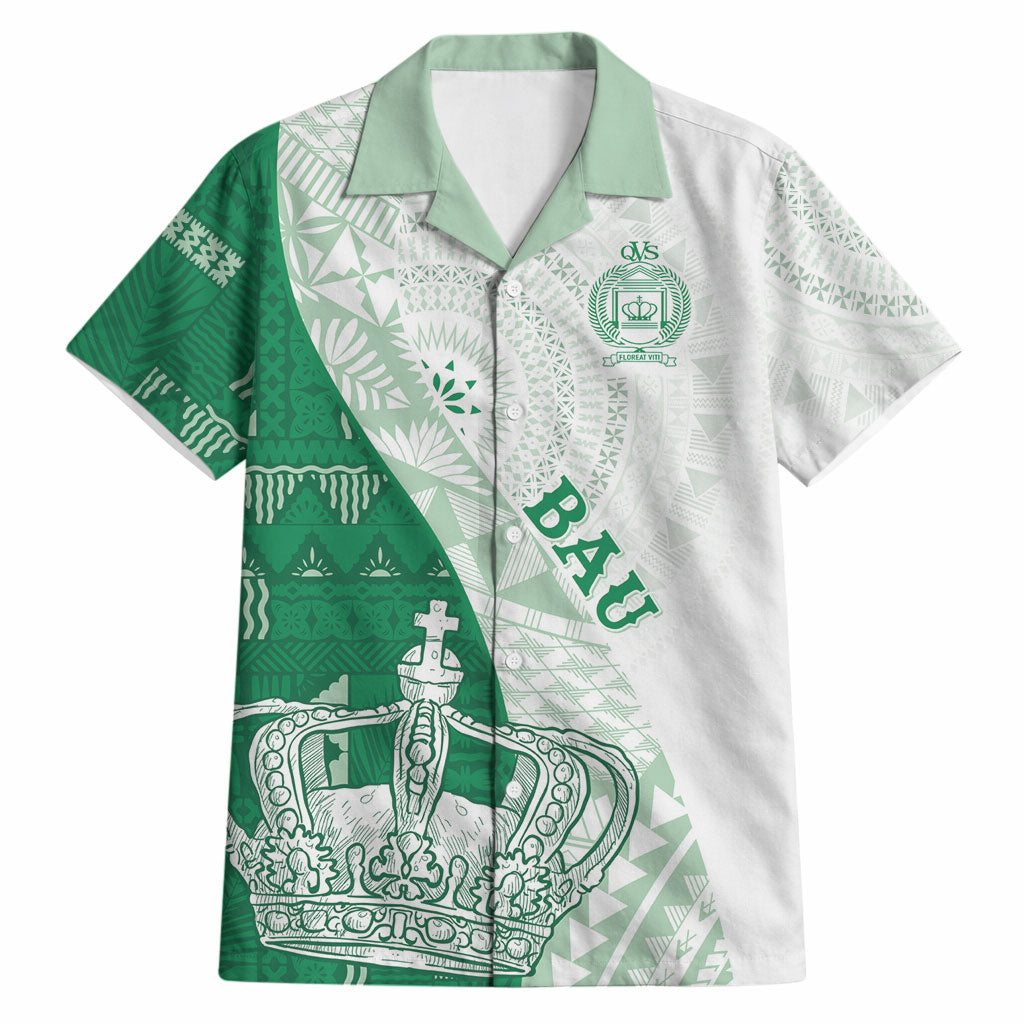 Queen Victoria School Fiji Vulinitu Bau House Hawaiian Shirt Masi Tapa LT7 Green - Polynesian Pride