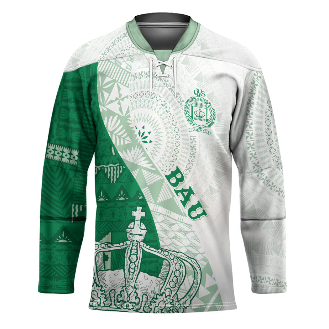 Queen Victoria School Fiji Vulinitu Bau House Hockey Jersey Masi Tapa LT7 Unisex Green - Polynesian Pride