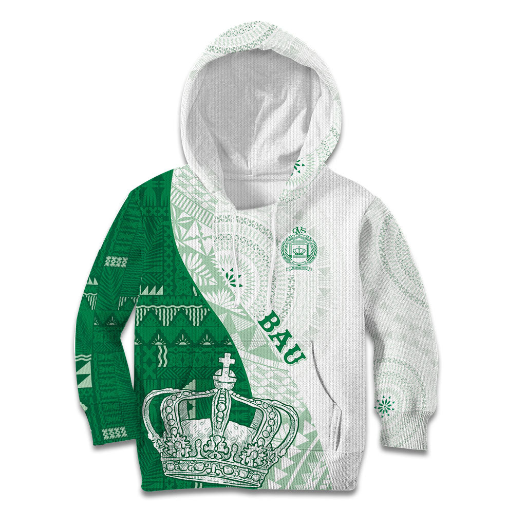 Queen Victoria School Fiji Vulinitu Bau House Kid Hoodie Masi Tapa LT7 Hoodie Green - Polynesian Pride