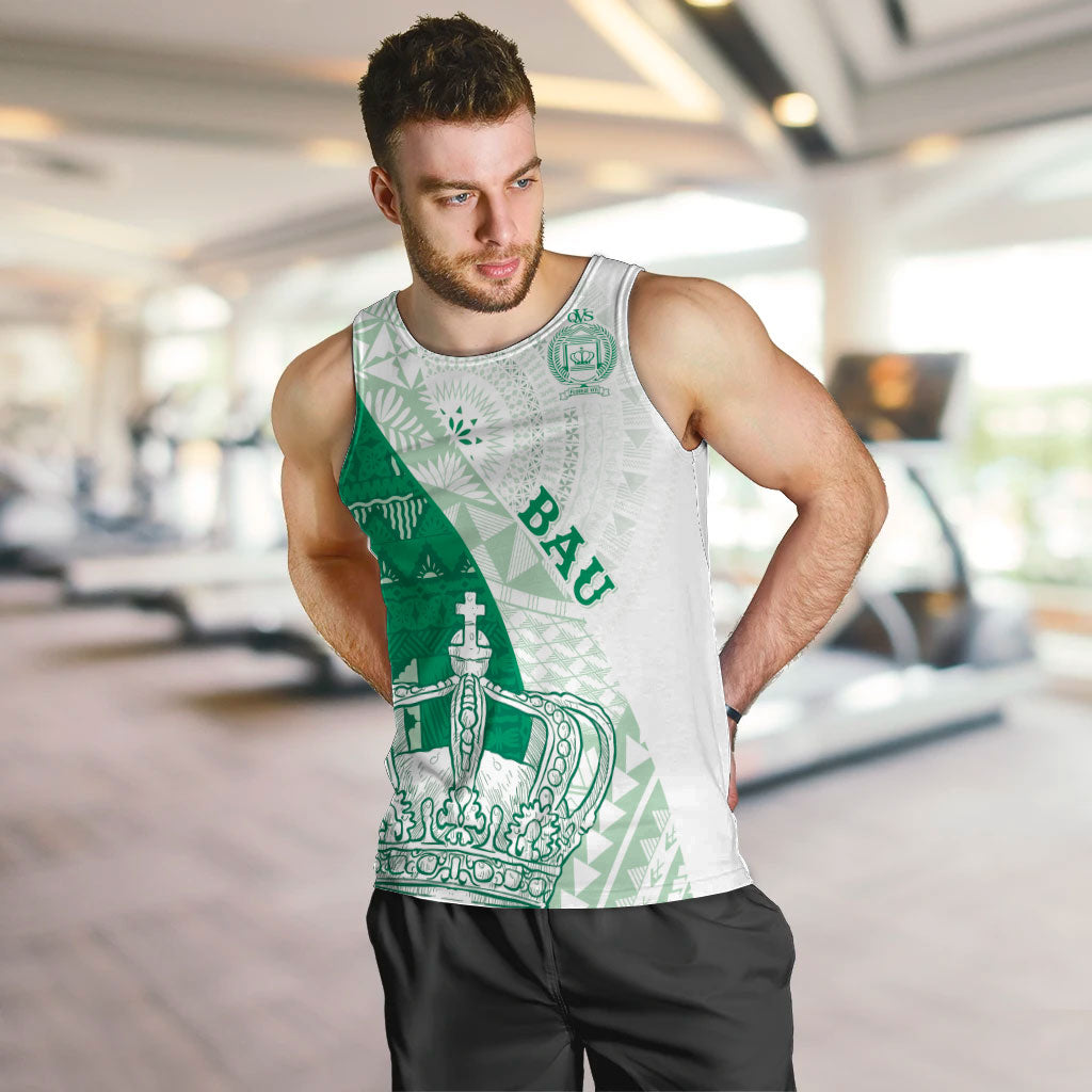 Queen Victoria School Fiji Vulinitu Bau House Men Tank Top Masi Tapa LT7 Green - Polynesian Pride
