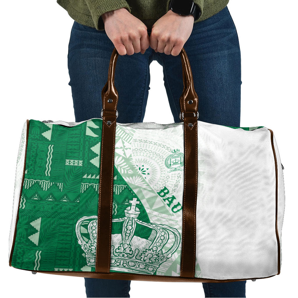 Queen Victoria School Fiji Vulinitu Bau House Travel Bag Masi Tapa LT7 Green - Polynesian Pride