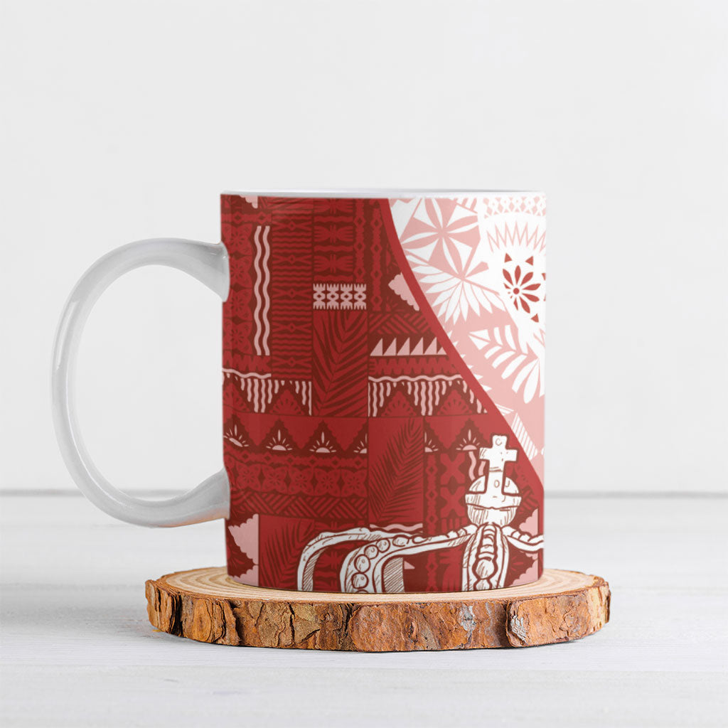 Queen Victoria School Fiji Vulinitu Tovata House Ceramic Mug Masi Tapa LT7 Red - Polynesian Pride
