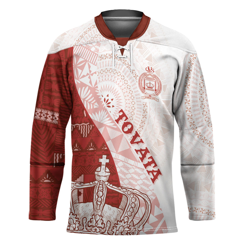 Queen Victoria School Fiji Vulinitu Tovata House Hockey Jersey Masi Tapa LT7 Unisex Red - Polynesian Pride