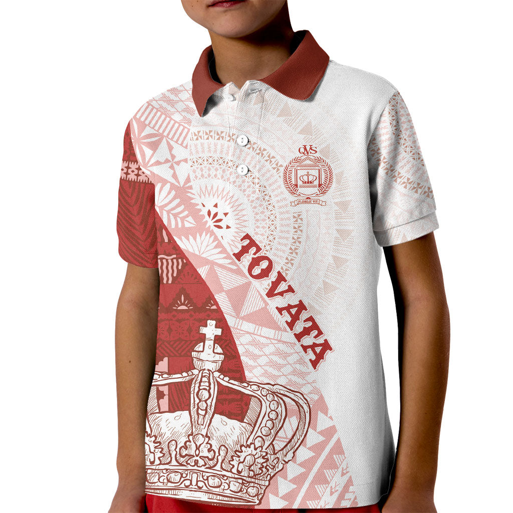 Queen Victoria School Fiji Vulinitu Tovata House Kid Polo Shirt Masi Tapa LT7 Kid Red - Polynesian Pride
