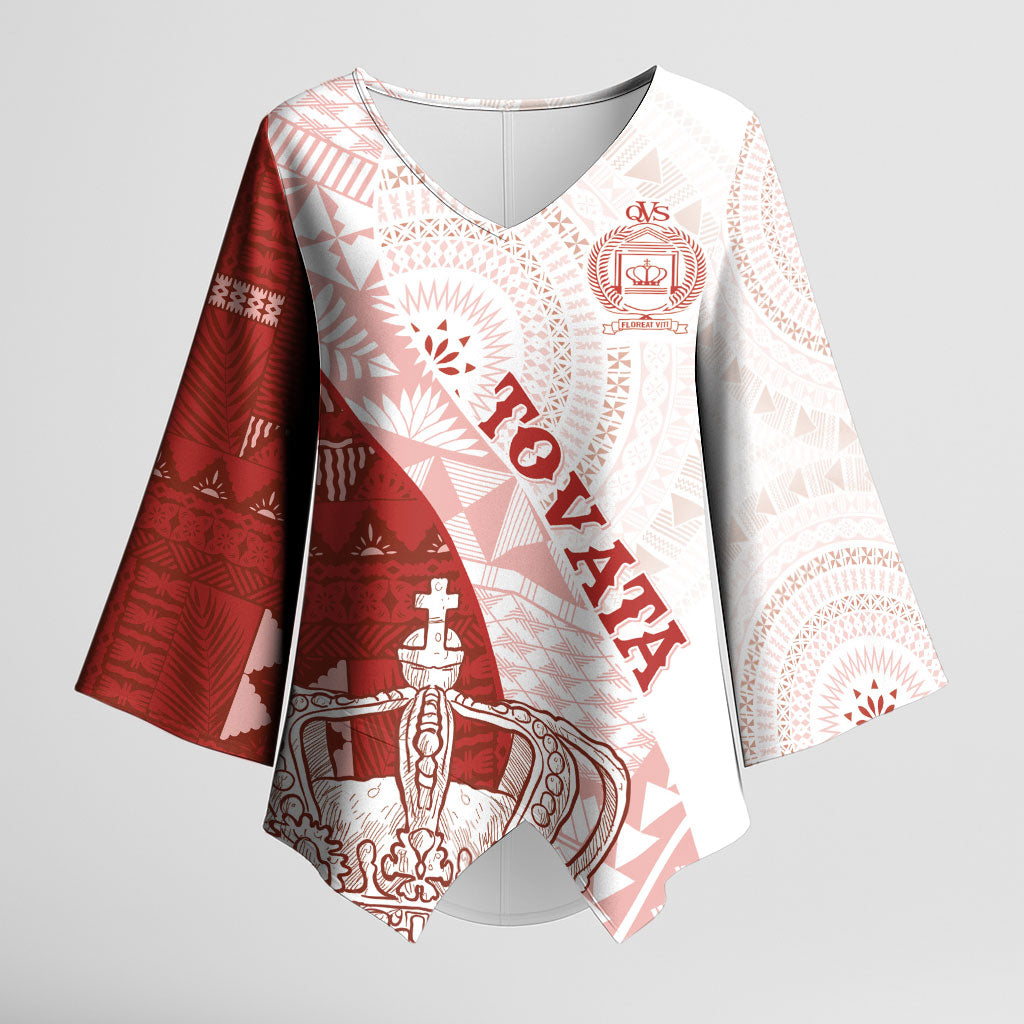 Queen Victoria School Fiji Vulinitu Tovata House Kimono Sleeve Blouse Masi Tapa LT7 Female Red - Polynesian Pride