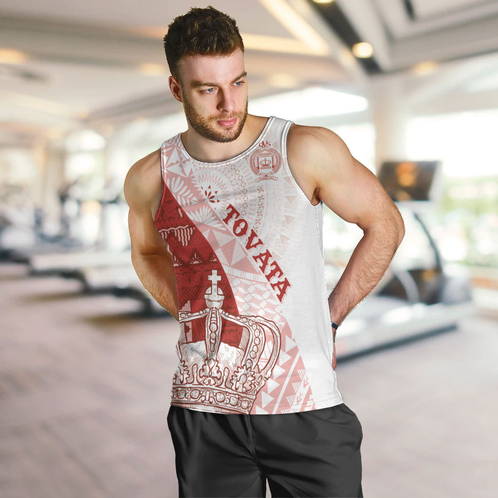 Queen Victoria School Fiji Vulinitu Tovata House Men Tank Top Masi Tapa LT7 Red - Polynesian Pride