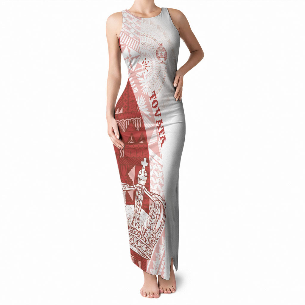Queen Victoria School Fiji Vulinitu Tovata House Tank Maxi Dress Masi Tapa LT7 Women Red - Polynesian Pride