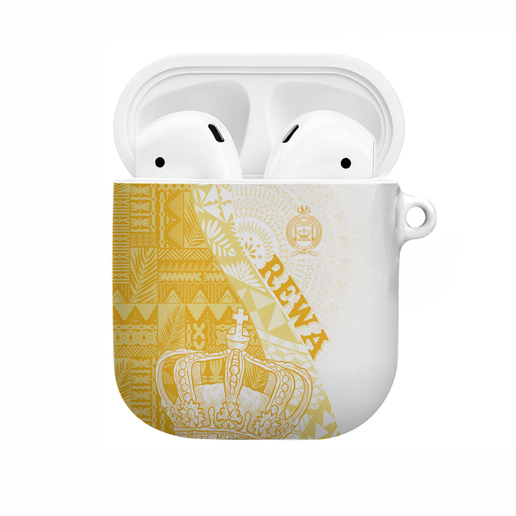 Queen Victoria School Fiji Vulinitu Rewa House AirPods Case Masi Tapa LT7 Yellow - Polynesian Pride