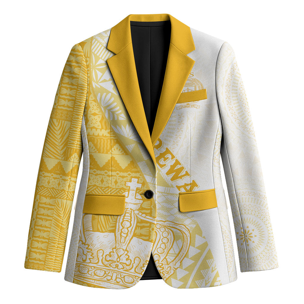 Queen Victoria School Fiji Vulinitu Rewa House Blazer Masi Tapa LT7 Unisex Yellow - Polynesian Pride