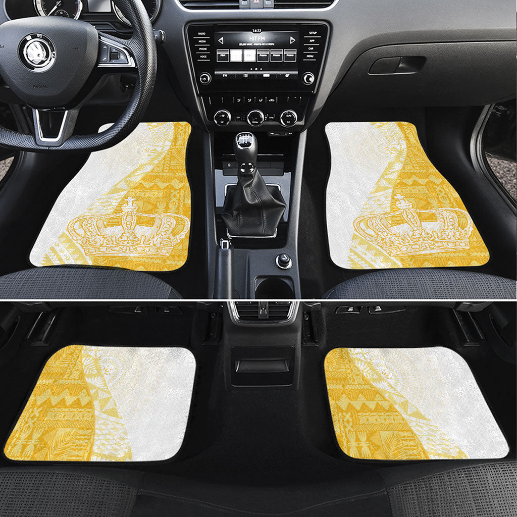 Queen Victoria School Fiji Vulinitu Rewa House Car Mats Masi Tapa LT7 Set 4pcs Yellow - Polynesian Pride