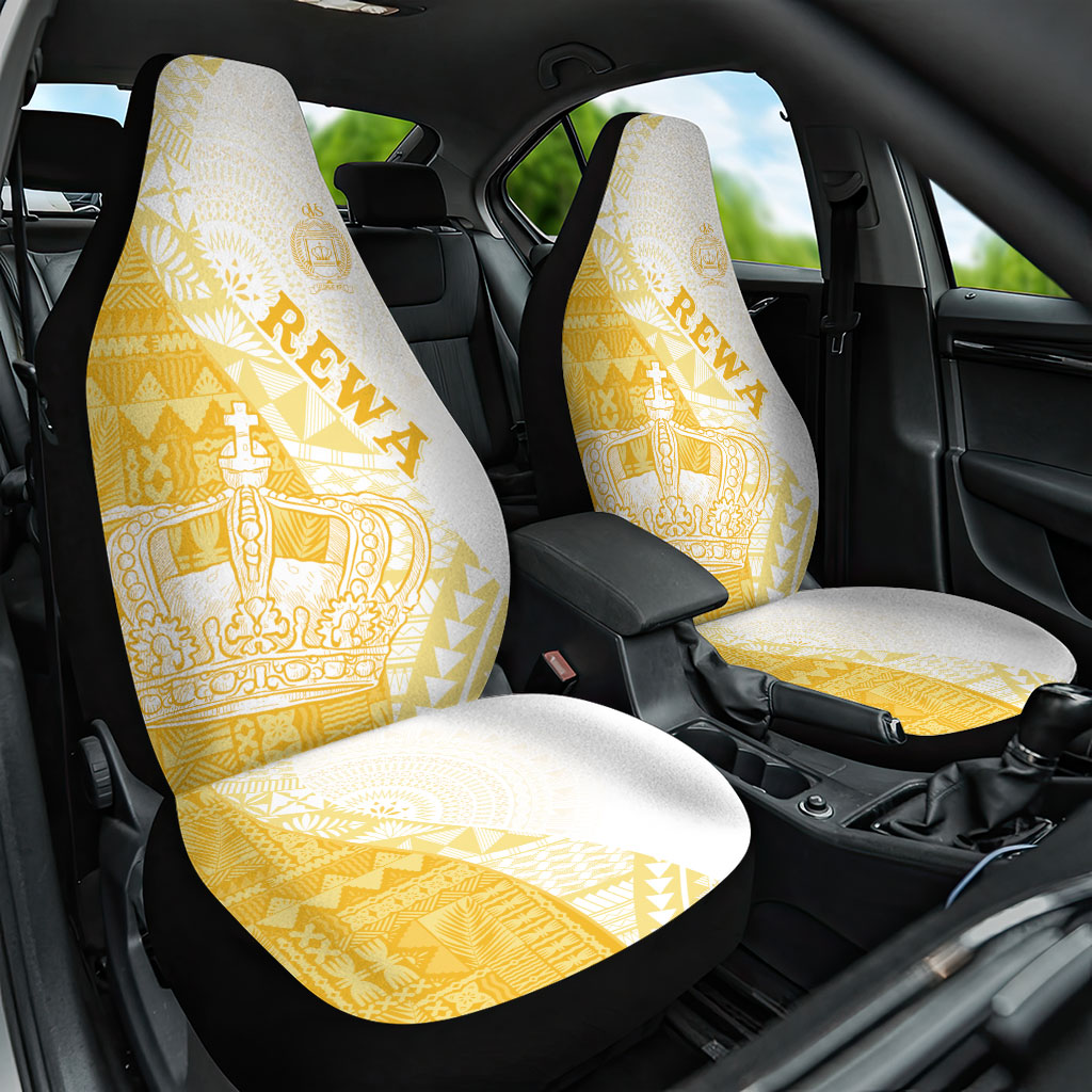 Queen Victoria School Fiji Vulinitu Rewa House Car Seat Cover Masi Tapa LT7 One Size Yellow - Polynesian Pride