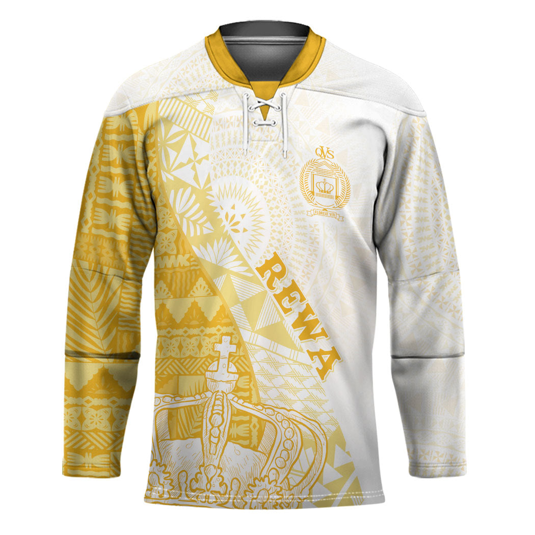 Queen Victoria School Fiji Vulinitu Rewa House Hockey Jersey Masi Tapa LT7 Unisex Yellow - Polynesian Pride