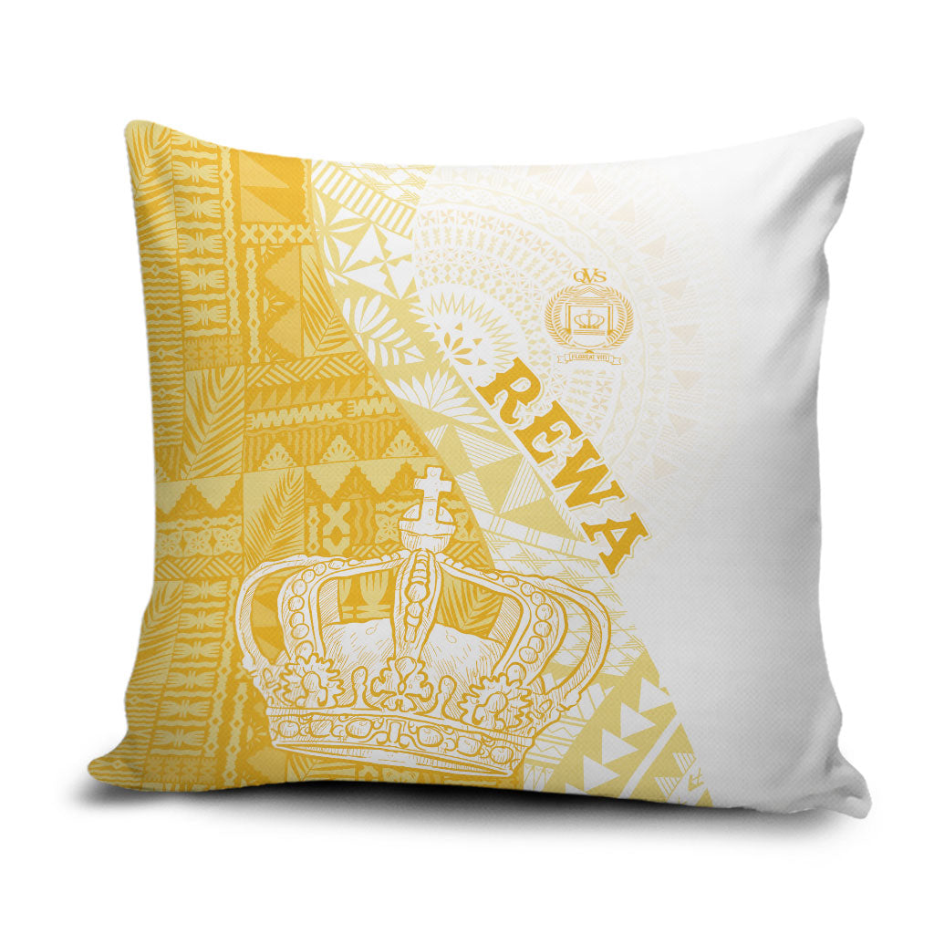 Queen Victoria School Fiji Vulinitu Rewa House Pillow Cover Masi Tapa LT7 Yellow - Polynesian Pride