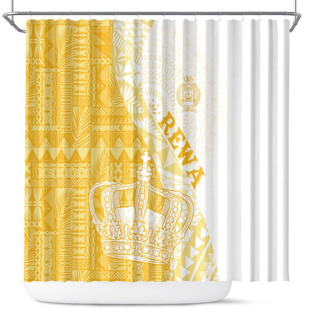 Queen Victoria School Fiji Vulinitu Rewa House Shower Curtain Masi Tapa LT7 Yellow - Polynesian Pride