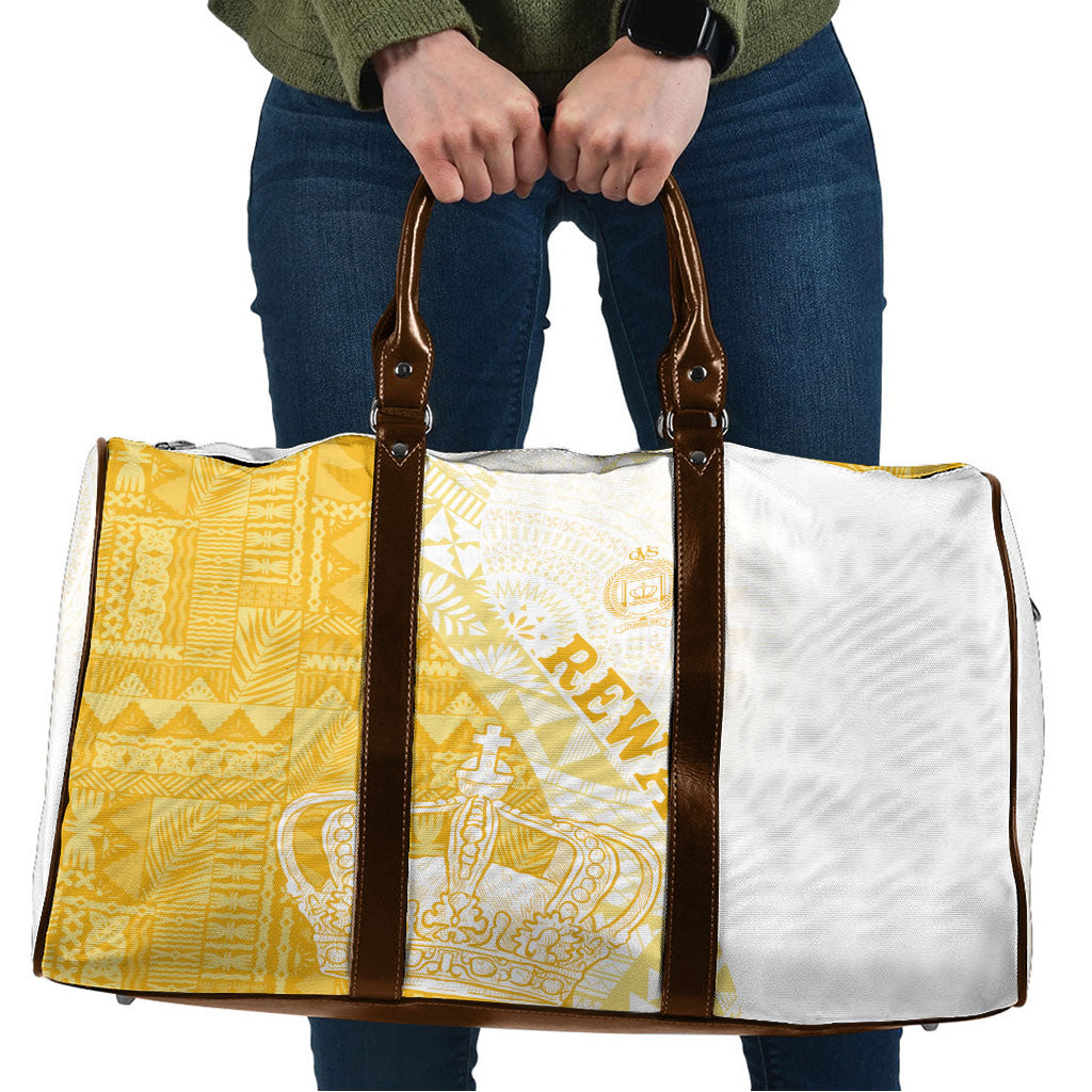 Queen Victoria School Fiji Vulinitu Rewa House Travel Bag Masi Tapa LT7 Yellow - Polynesian Pride