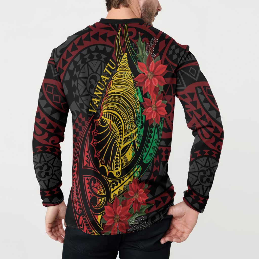Vanuatu Meri Krismas Button Sweatshirt Conch Shell Tribal Art
