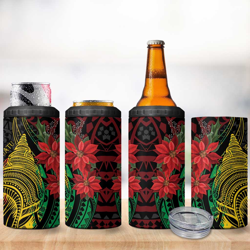 Vanuatu Meri Krismas 4 in 1 Can Cooler Tumbler Conch Shell Tribal Art
