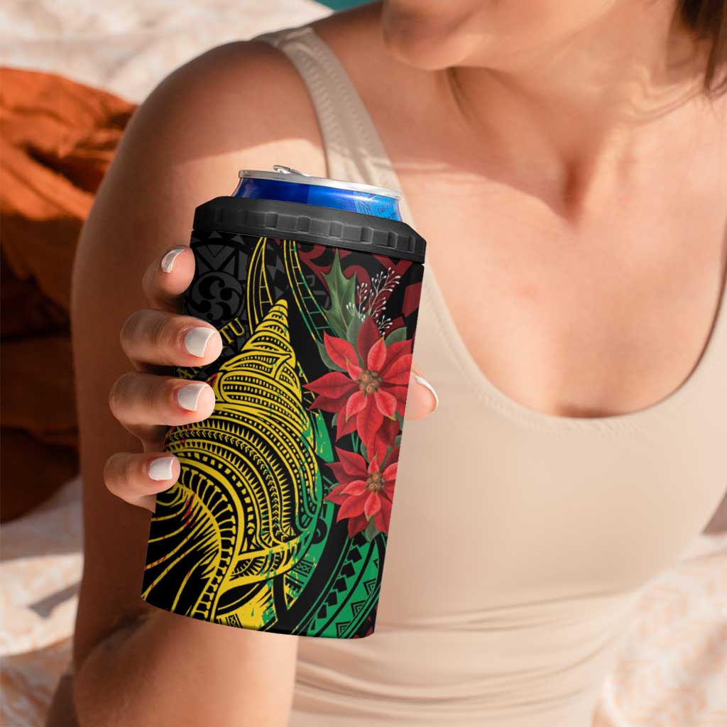 Vanuatu Meri Krismas 4 in 1 Can Cooler Tumbler Conch Shell Tribal Art