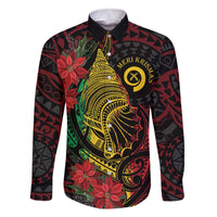 Vanuatu Meri Krismas Family Matching Off The Shoulder Long Sleeve Dress and Hawaiian Shirt Conch Shell Tribal Art LT7 Dad's Shirt - Long Sleeve Art - Polynesian Pride