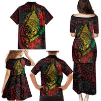 Vanuatu Meri Krismas Family Matching Puletasi and Hawaiian Shirt Conch Shell Tribal Art