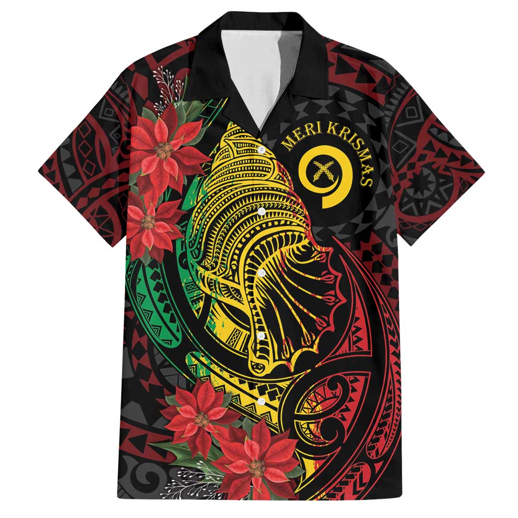 Vanuatu Meri Krismas Family Matching Tank Maxi Dress and Hawaiian Shirt Conch Shell Tribal Art LT7 Dad's Shirt - Short Sleeve Art - Polynesian Pride