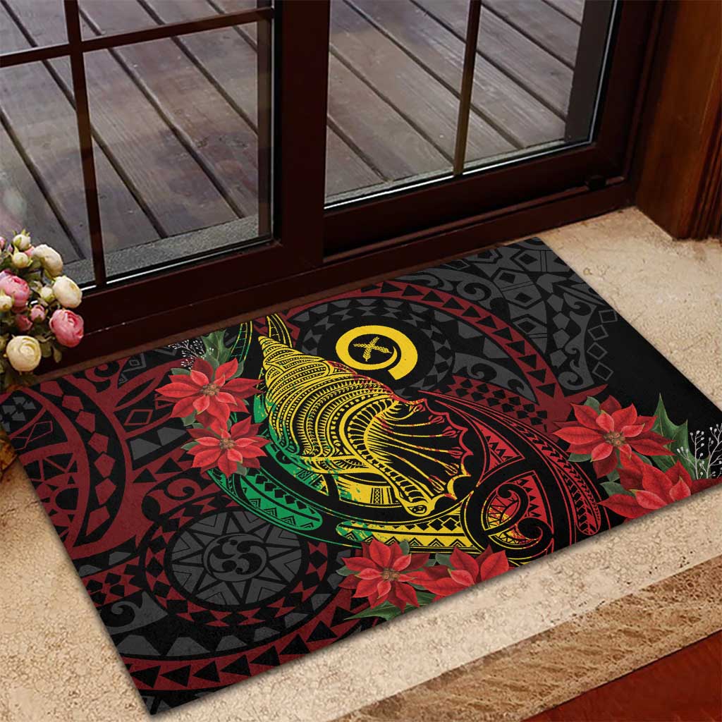 Vanuatu Meri Krismas Rubber Doormat Conch Shell Tribal Art