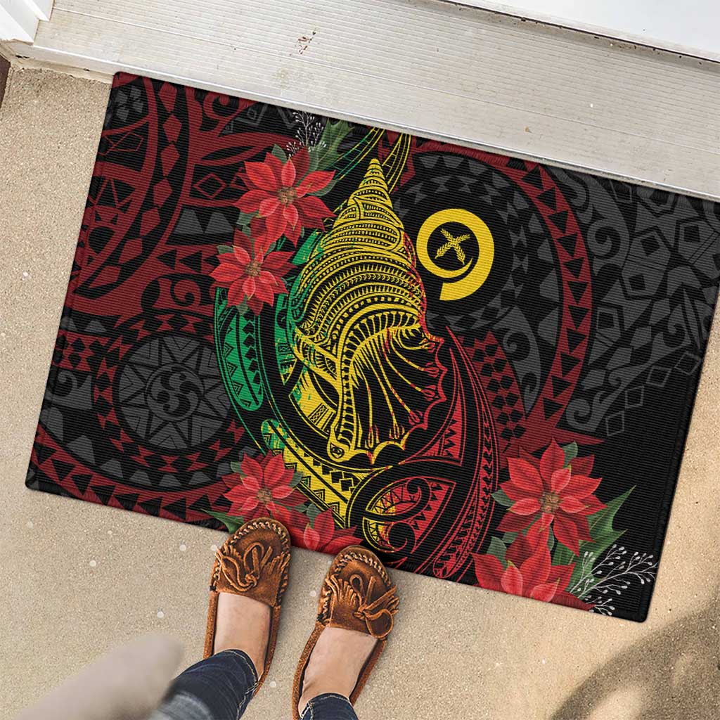 Vanuatu Meri Krismas Rubber Doormat Conch Shell Tribal Art