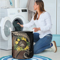 Samoa Moso'oi Flowers Tatau Laundry Basket Festive Tapa Brown LT7 - Polynesian Pride