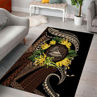 Samoa Moso'oi Flowers Tatau Area Rug Festive Tapa Brown LT7 - Polynesian Pride