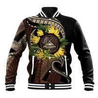 Samoa Moso'oi Flowers Tatau Baseball Jacket Festive Tapa Brown LT7 Unisex Brown - Polynesian Pride