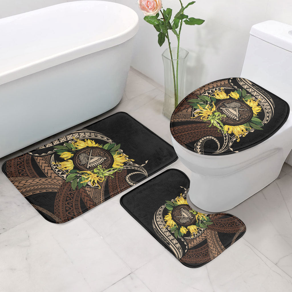 Samoa Moso'oi Flowers Tatau Bathroom Set Festive Tapa Brown LT7 - Polynesian Pride