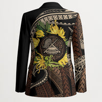 Samoa Moso'oi Flowers Tatau Blazer Festive Tapa Brown LT7 - Polynesian Pride
