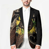 Samoa Moso'oi Flowers Tatau Blazer Festive Tapa Brown LT7 - Polynesian Pride