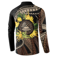Samoa Moso'oi Flowers Tatau Button Sweatshirt Festive Tapa Brown LT7 - Polynesian Pride