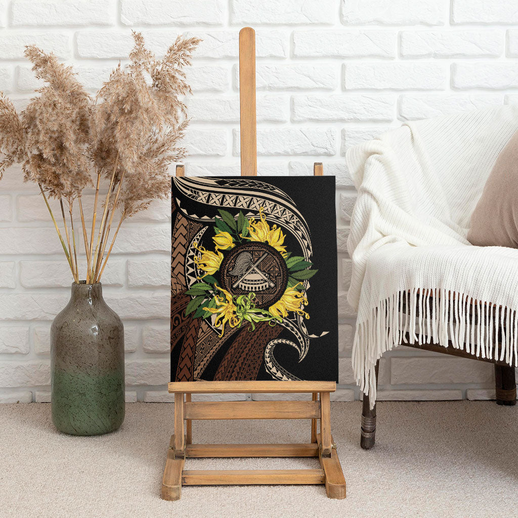 Samoa Moso'oi Flowers Tatau Canvas Wall Art Festive Tapa Brown LT7 - Polynesian Pride