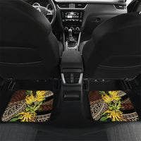 Samoa Moso'oi Flowers Tatau Car Mats Festive Tapa Brown LT7 Set 2pcs - Back Brown - Polynesian Pride