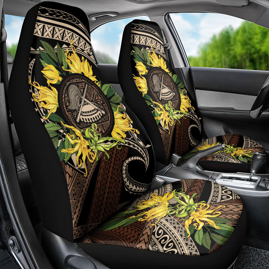 Samoa Moso'oi Flowers Tatau Car Seat Cover Festive Tapa Brown LT7 - Polynesian Pride