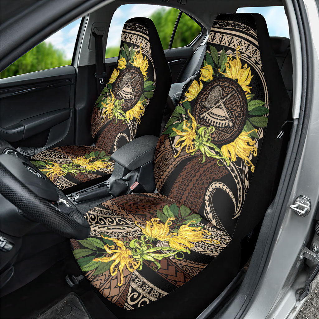 Samoa Moso'oi Flowers Tatau Car Seat Cover Festive Tapa Brown LT7 - Polynesian Pride
