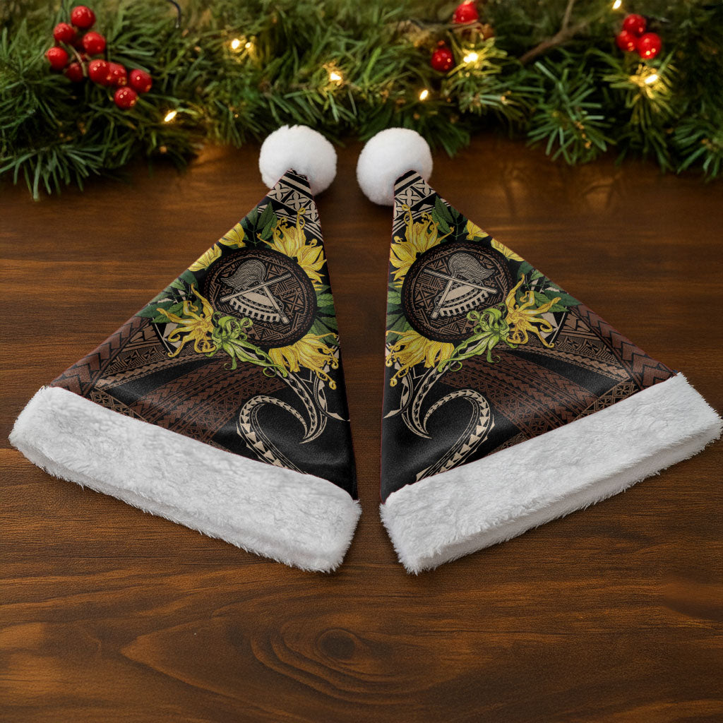 Samoa Moso'oi Flowers Tatau Christmas Santa Hat Festive Tapa Brown LT7 - Polynesian Pride