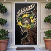 Samoa Moso'oi Flowers Tatau Door Cover Festive Tapa Brown LT7 Brown - Polynesian Pride