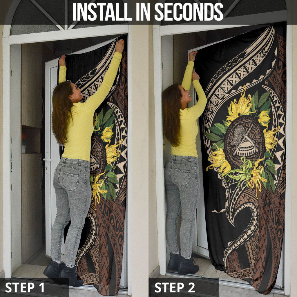 Samoa Moso'oi Flowers Tatau Door Cover Festive Tapa Brown LT7 - Polynesian Pride