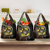 Samoa Moso'oi Flowers Tatau Grocery Bag Festive Tapa Brown LT7 3-pack One Size Brown - Polynesian Pride