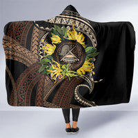 Samoa Moso'oi Flowers Tatau Hooded Blanket Festive Tapa Brown LT7 One Size Brown - Polynesian Pride