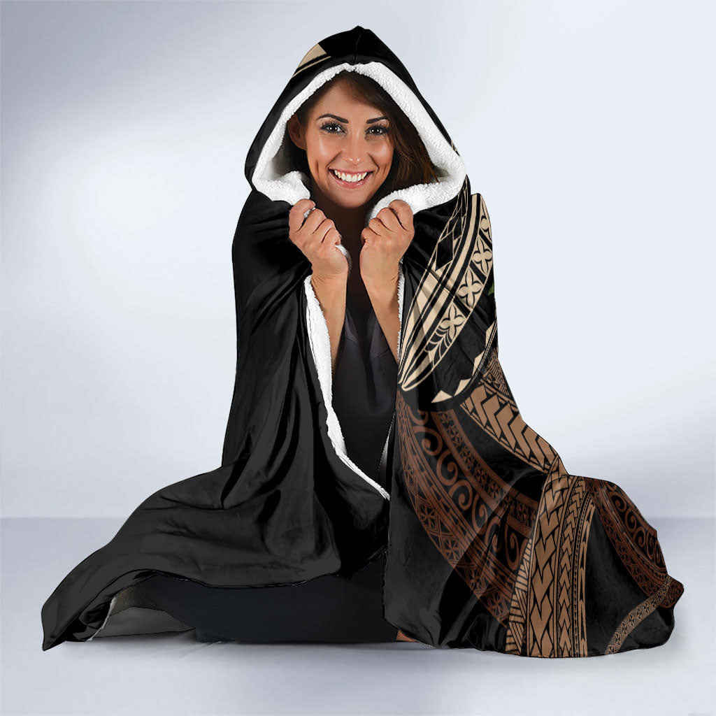Samoa Moso'oi Flowers Tatau Hooded Blanket Festive Tapa Brown LT7 - Polynesian Pride