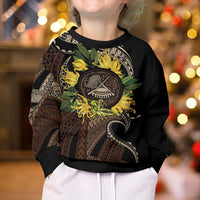Samoa Moso'oi Flowers Tatau Kid Ugly Christmas Sweater Festive Tapa Brown LT7 - Polynesian Pride